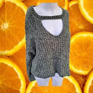 Charlotte Russe Women's Grey‎ Relax Fit Choker Neck Pullover Knit Sweater Size M